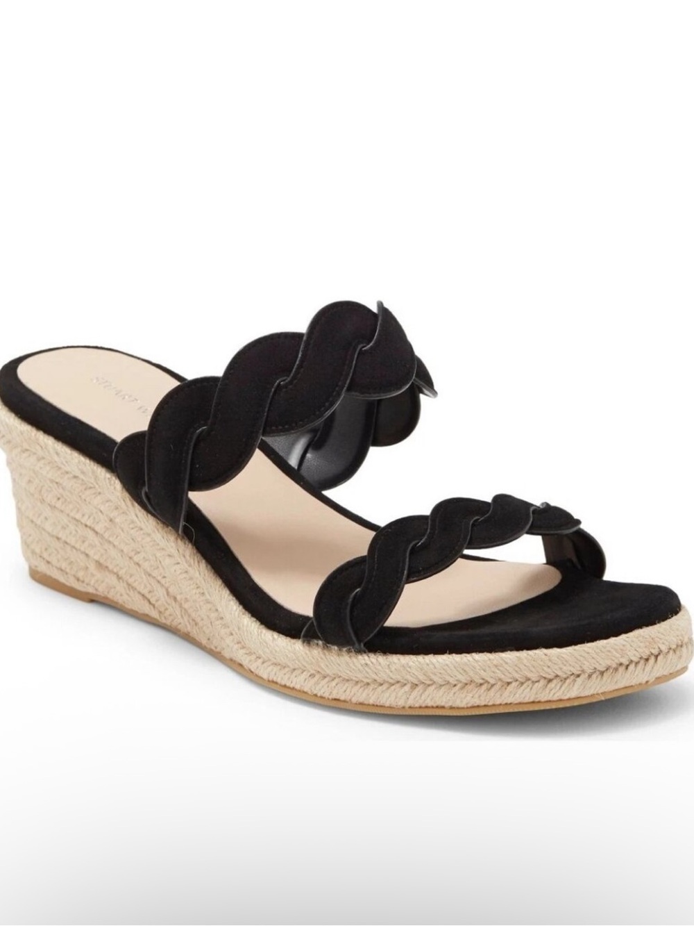 🌹STUART WEITZMAN🌹 Twist Espadrille Wedge Sandal In Black Size: 9.5